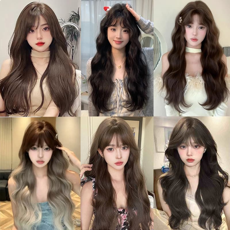 Women's Long Curly Wig Full Cap Natural Human Hair Fashionable Big Waves Collection Egg Roll Wig