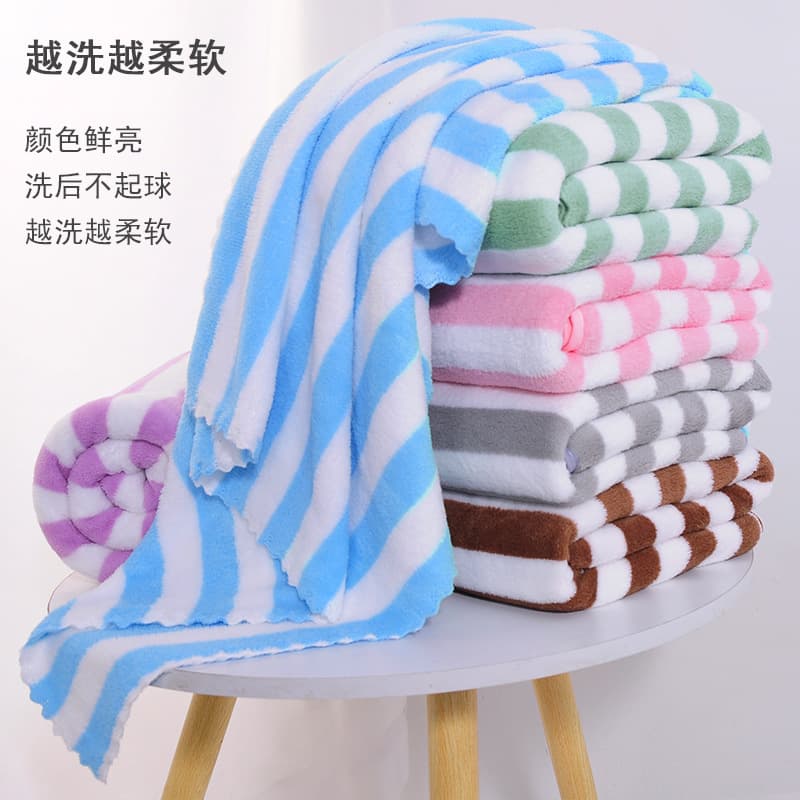 High-Density Coral Fleece Bath Towel, Warp Knitted, Thickened, Wide Strip Bath Towel, Absorbent, Lint-Free, Shower Large Bath Towel, Beach Towel, Wholesale