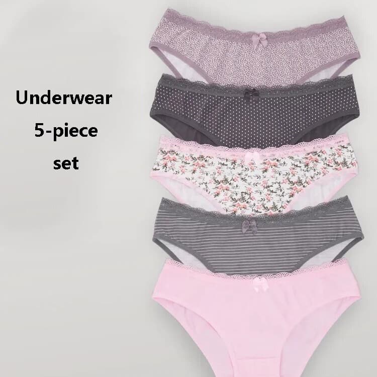 Cross-Border Foreign Trade Women's Pure Cotton Mid-Rise Triangle Panties Sports Plus Size European and American Multi-Size Set Underwear