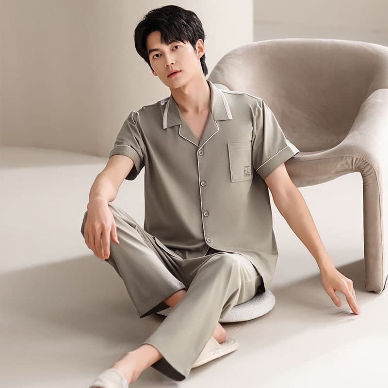 Men's Summer Cotton Short Sleeve Pajama Set, Thin Style 2026 New, Premium Feel, Short Sleeve Summer Loungewear, Plus Size