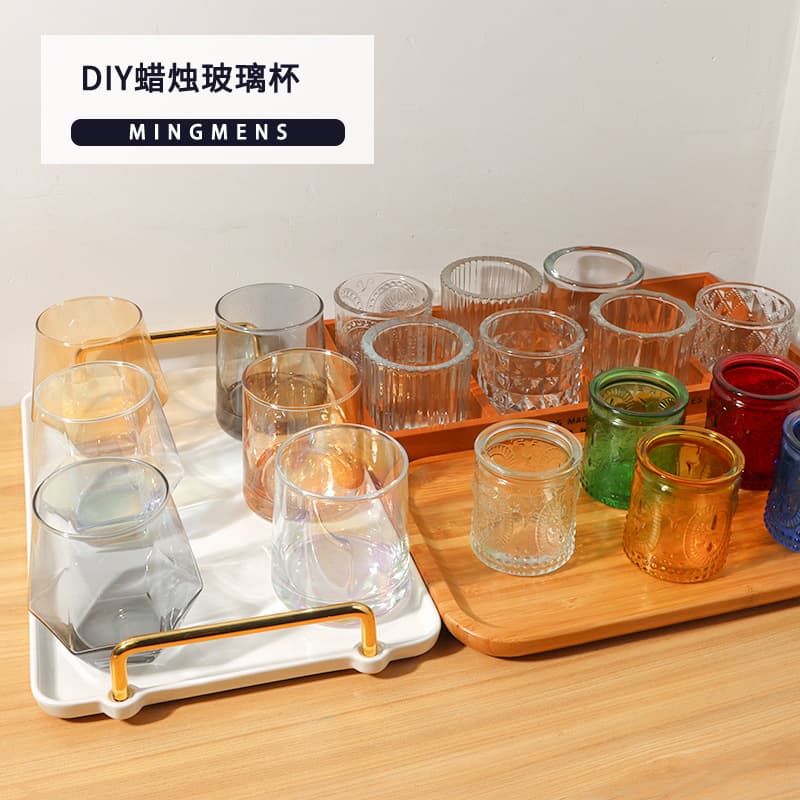 Handmade diy scented candle glass cup homemade creative wax cup making container bottle frosted transparent pattern cup