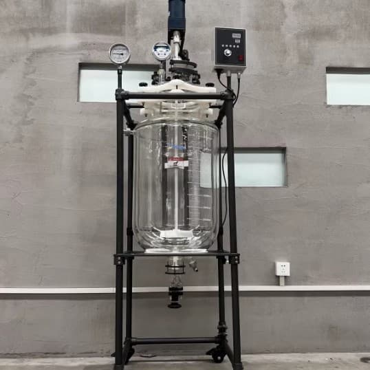 Dumas Anti-corrosion Reactor 50L, Teflon-coated Double-Layer Glass Reactor, Floor-standing with Stand