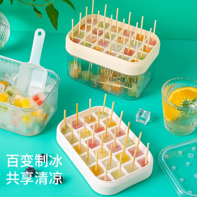 Press Ice Cube Mold, Household Large Capacity Ice Tray, Food-Grade Ice Storage Box, DIY Ice Cube Maker, Freeze Ice Tool