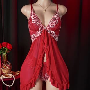 New Fashion Two-Color Lace Sweet Ruffled Sexy Sleepwear