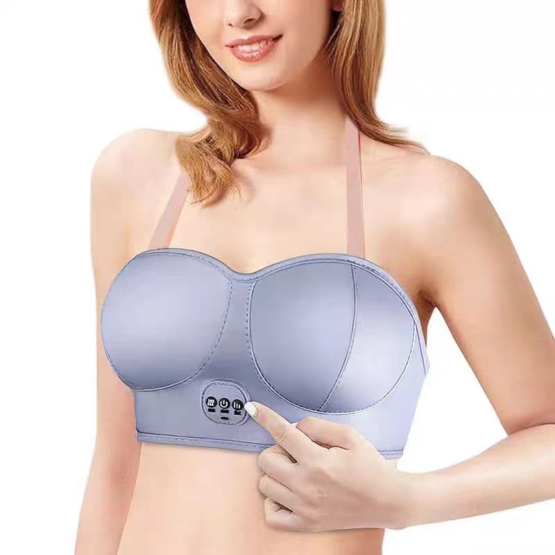 Cross-border Amazon English version electric massage bra with heat therapy and vibration, home wireless massager