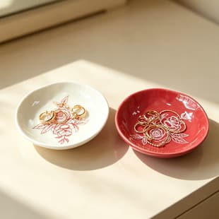 Ceramic Jewelry Dish, Ring Tray, Necklace Earring Organizer, Storage Box for Home Decor, Cross-border Available