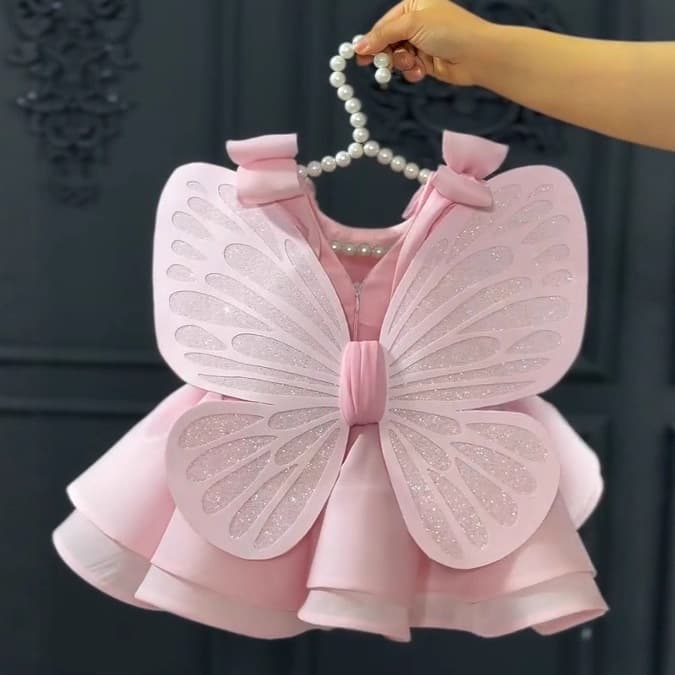 Children Dress Baby girl fashionable and cute dress pink new style princess dress for children one year old and middle-aged