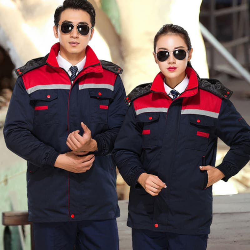 Winter Cotton Jacket with Detachable Liner, Cold-Weather Work Coat, Reflective, Repair, Mechanic, Auto Repair, Transport, Mid-Length