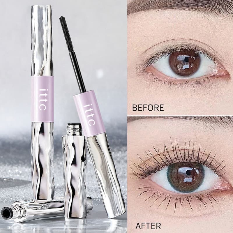 Barbell Double-Ended Mascara, Thick and Slender, Naturally Curled Eyelashes, Long-Lasting Makeup and Styling, Clear Roots for Women, Not Easy to Smudge