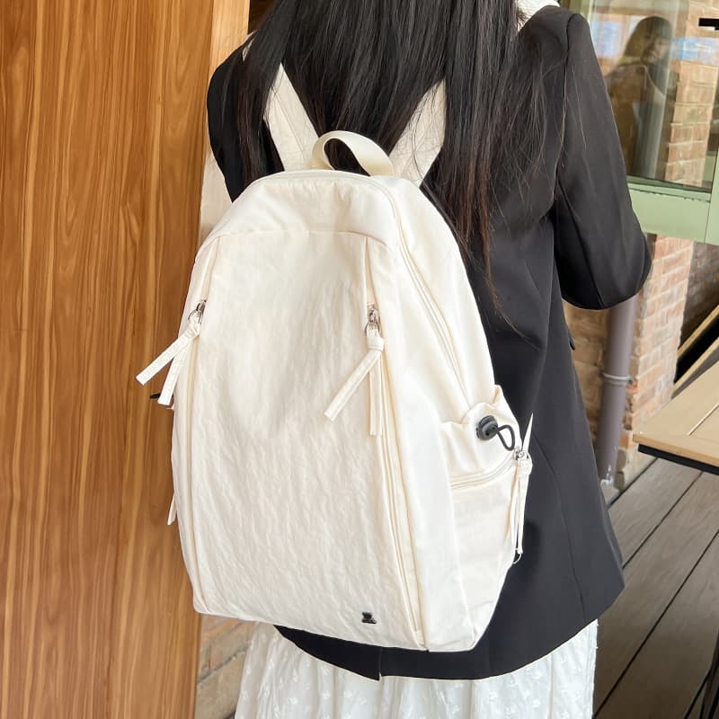 Wholesale Hot Selling Korean Style Casual Lazy Chic Solid Color Backpack for Women Versatile Lightweight Large Capacity Student School Bag