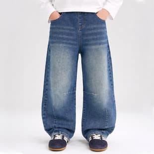 Boys' Curved Knife Jeans Spring/Autumn 2026 New Children's Big Kids Casual Pants Trendy Style