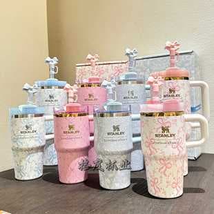 New Cross-Border Trendy Stanley Love Shack Fancy Limited Edition 40oz Straw Insulated Tumbler with Bow