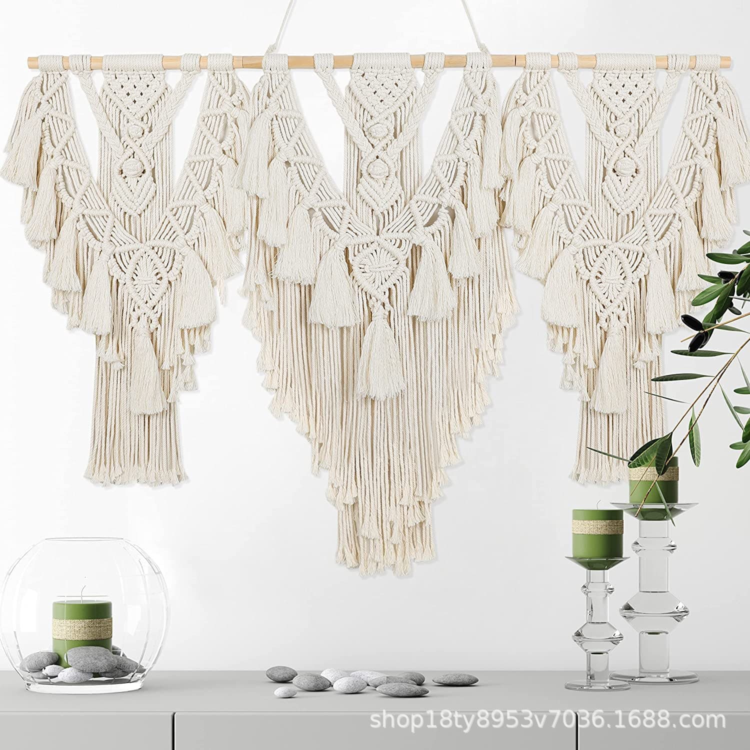 Tassel Wall Hanging Bohemian Tapestry Wall Decor Woven Yarn Wall Art, Handmade Bohemian Home Decoration