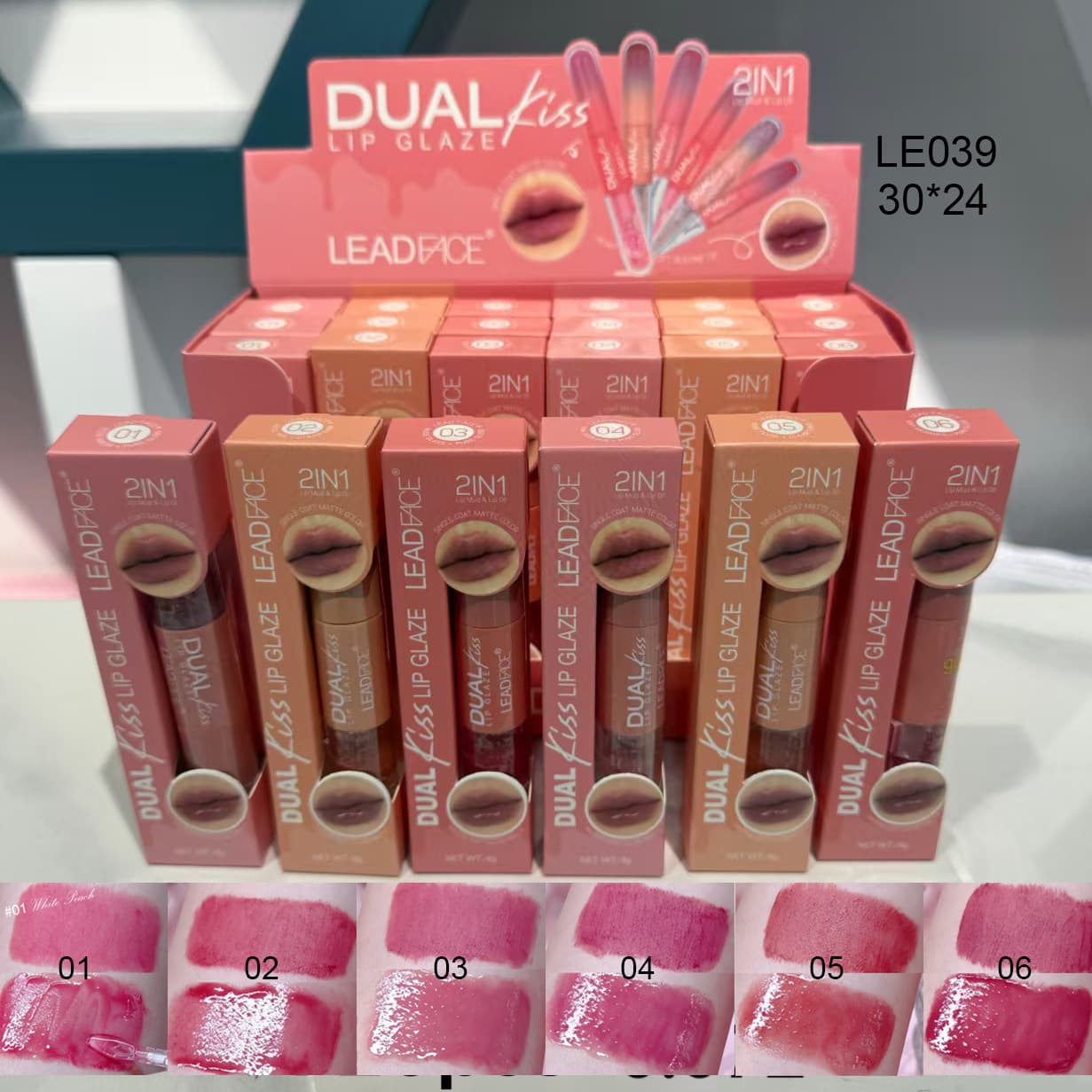LEADFACE New 24-Pack Cosmetics Makeup Wholesale Lip Gloss Lip Glaze Eyeshadow Mascara