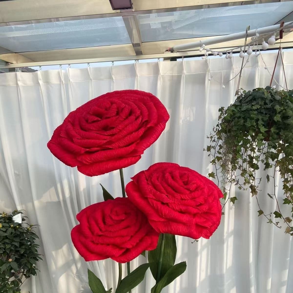 Giant three-dimensional rose wedding props beautiful Internet celebrity window layout red National Day large flower wedding handmade B&B