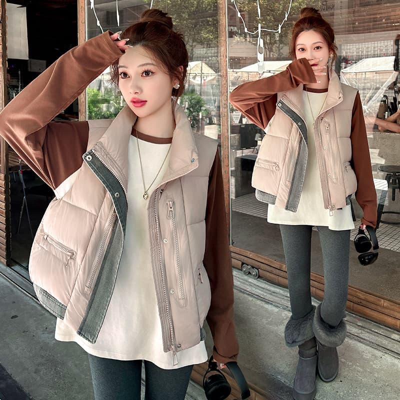 Designed stand-up collar cotton coat 2026 winter large size women's fat mm loose thickened warm sleeveless bread coat