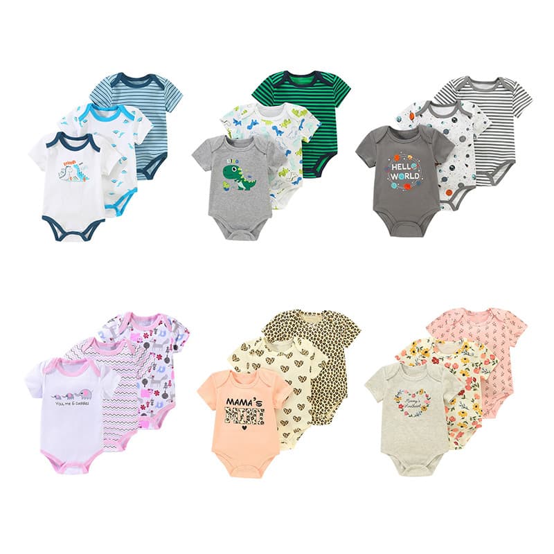 Cross-border Sales 2024 Summer New Cotton 0-1 Year Baby Bodysuit Boys Girls Infant Romper Set