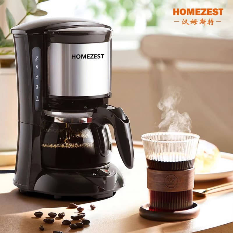 Wholesale Cross-Border Small Coffee Machine Household Drip Type Kitchen Small Appliances Stainless Steel Fully Automatic American Coffee Maker