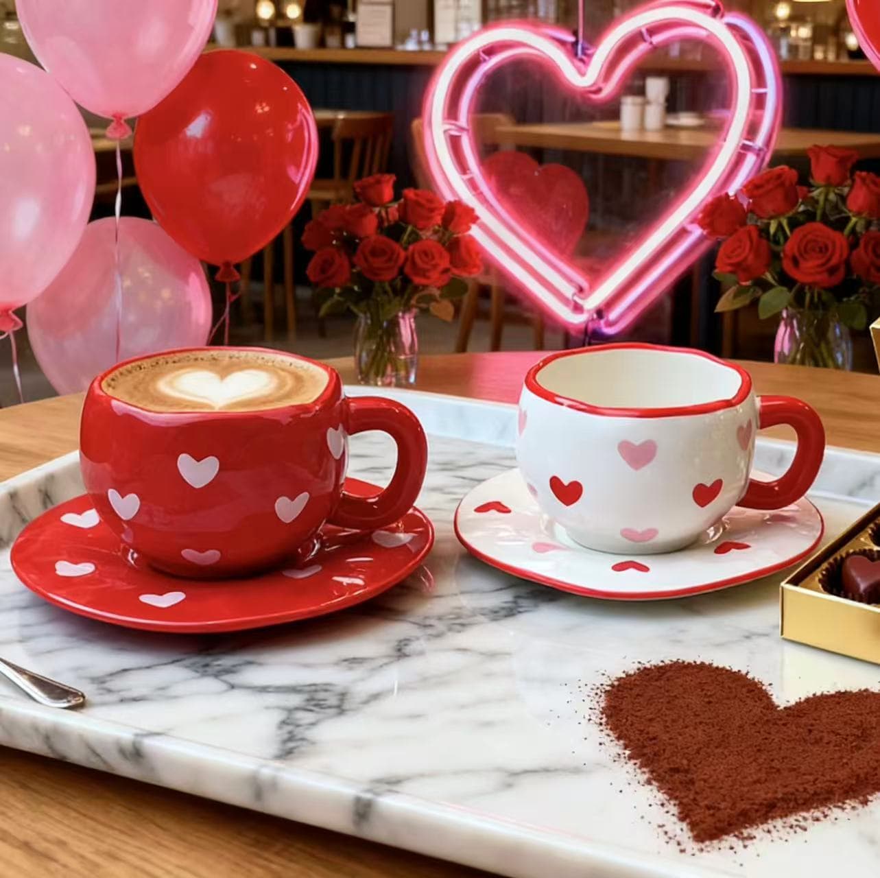 Cross-border hand-kneaded creative ceramic coffee cup and saucer set irregular hand-painted love couple cup gift souvenir