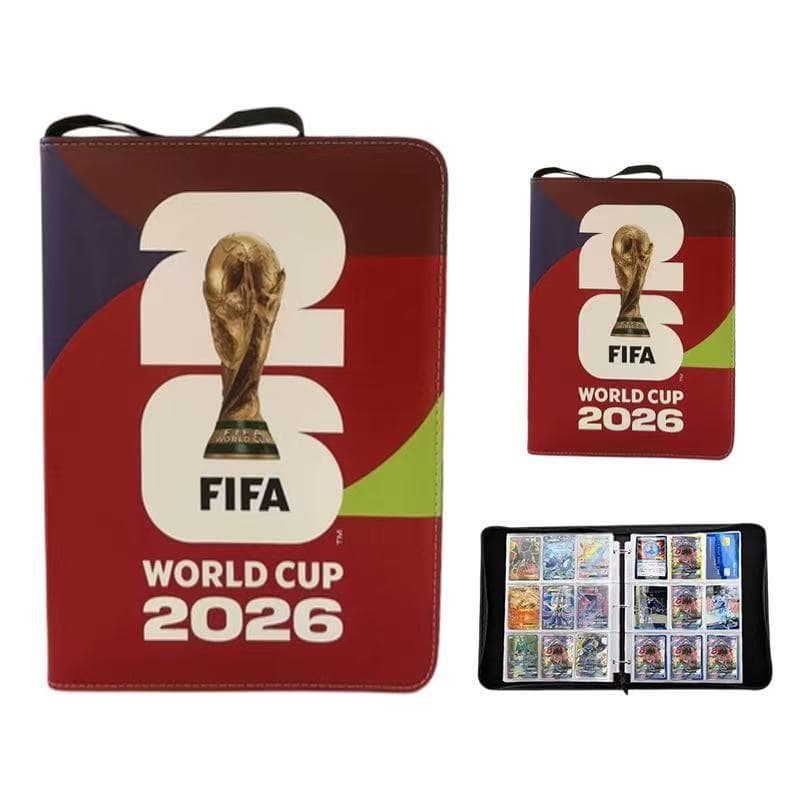 Football World Cup Collection Card Book Star Four-Gate Nine-Gate Collection Book PU Leather Zipper Card Storage Card Book