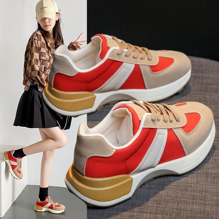 New Dad Sneakers Women's Comfortable Height-Increasing Casual Shoes Fashion Color-Block Lightweight Sports Shoes Wholesale