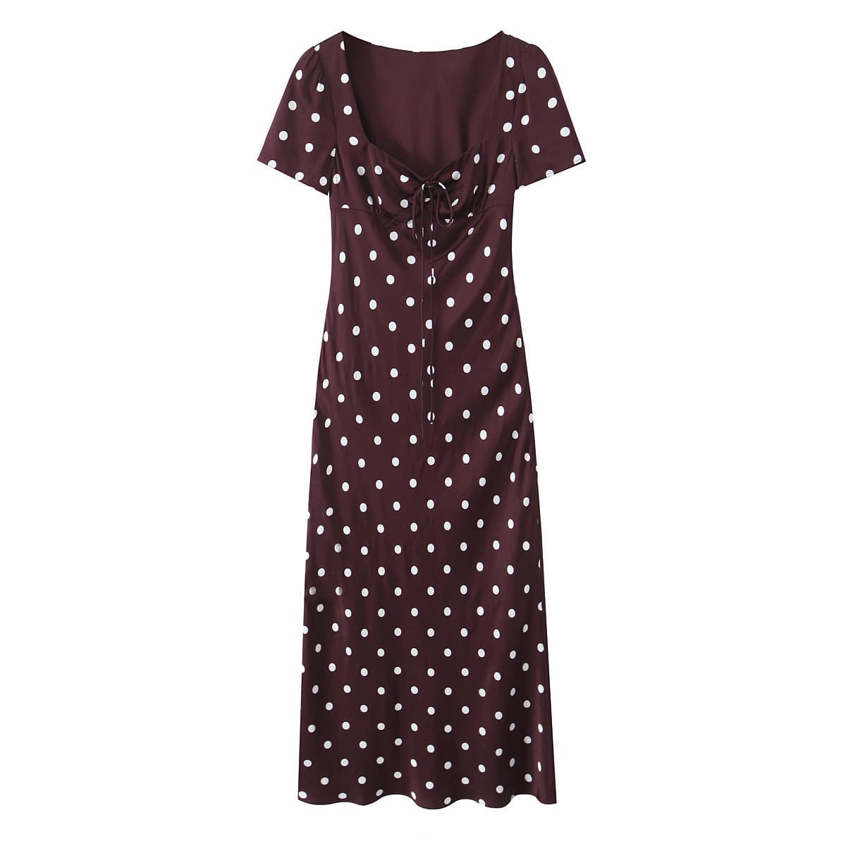 YG2026 European and American fashion spring new polka dot print bow decorated dress versatile short-sleeved long skirt