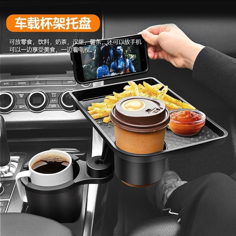 Car Cup Holder Extension Bracket with Small Tray for Vehicle Storage and Meal Plate
