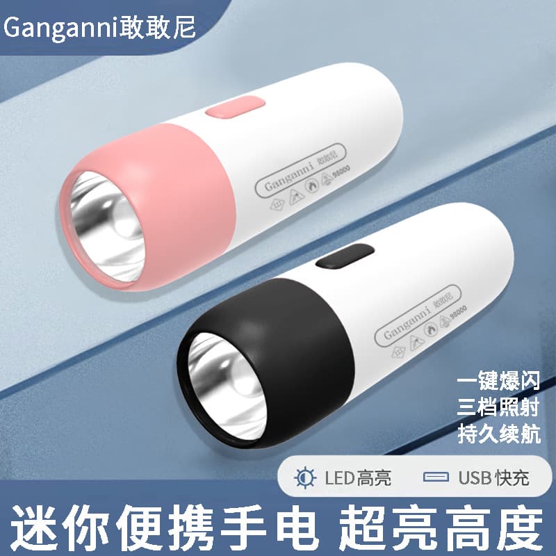 LED High-Power Mini Flashlight USB Rechargeable Multi-Functional Portable Student Camping Light Wholesale Gift