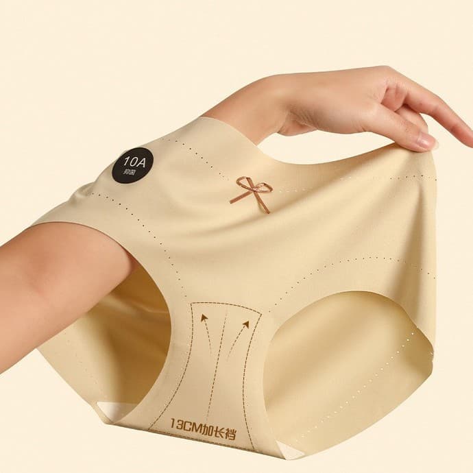 10A Antibacterial Milk-Skin Seamless Panties Women's Cotton Extended Gusset Non-Pinching Thin Sport Triangle Shorts