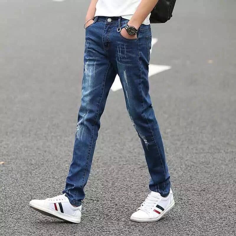 Stretch Ripped Jeans Spring and Summer Men's Korean Fashionable Skinny Pants for Students Slim-Fit Pants Casual Men's Pants