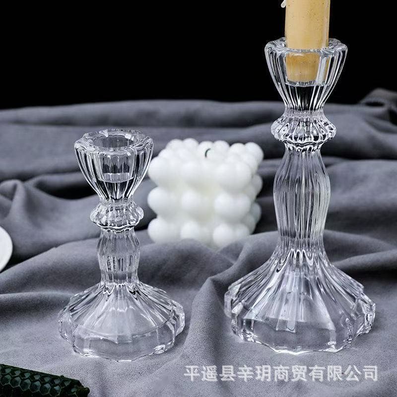Vintage Glass Candle Holder Romantic Home Decoration for Dining Table Ins Style Candle Holder Dinner Prop