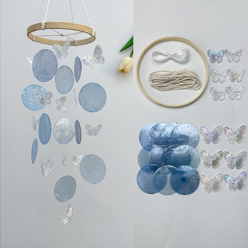 Butterfly Shell Wind Chime DIY Kit, Handmade Decoration Hanging Ornament for Wall, Window, Balcony