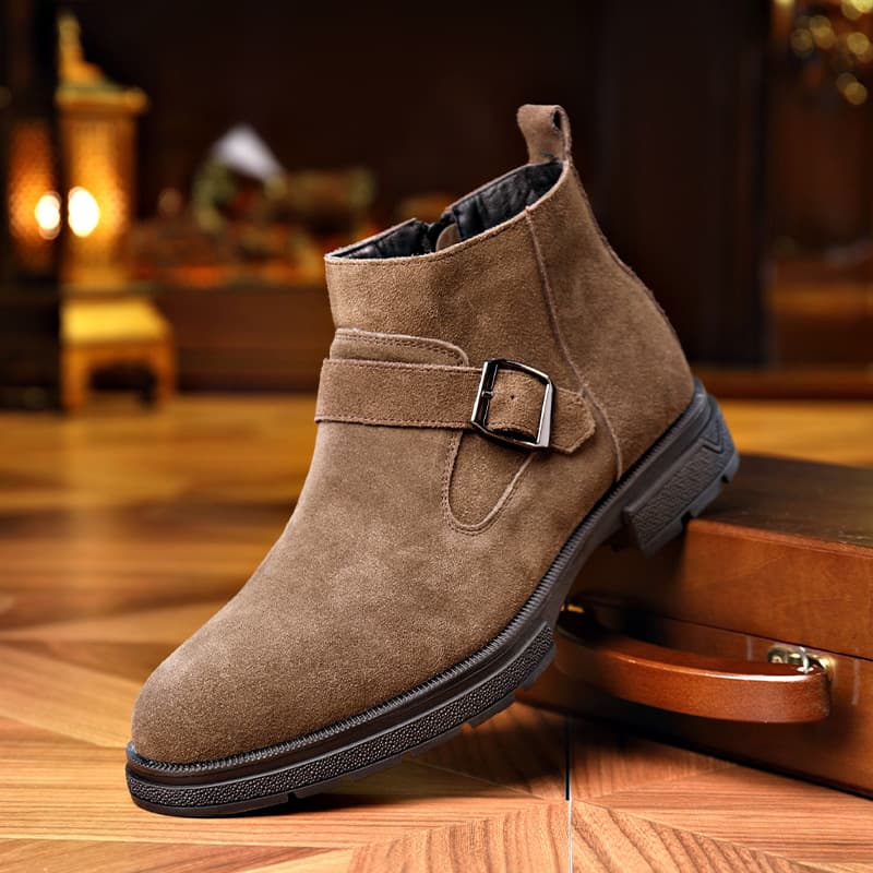 2024 Men's Chelsea Boots, New Style, Top Layer Cowhide, Fleece Lined, Warm, European and American Style, Versatile Winter Boots