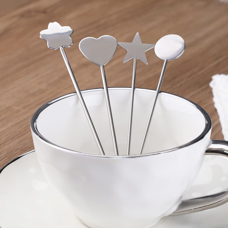 Custom Stainless Steel Cocktail Picks - Creative Shaped Fruit Pins for Dessert Decoration