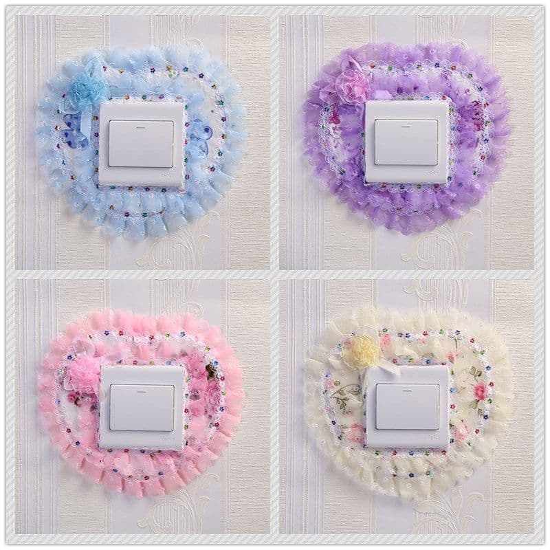 Lace Petal Switch Stickers, Dustproof Covers, Wall Socket Decals, Fabric Creative Light Switch Paper Modern Minimalist