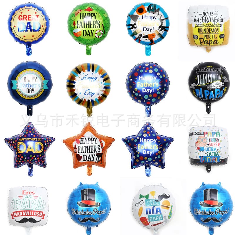 18-inch Father's Day Aluminum Film Balloon Decoration Spanish Father's Day Aluminum Foil Happy Balloon Blessing Decoration Supplies Wholesale