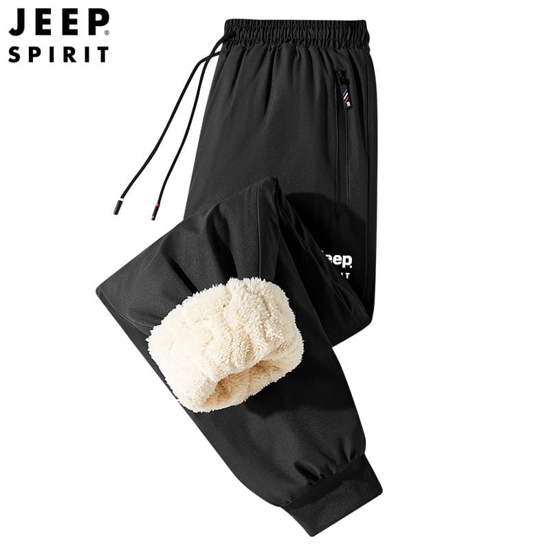 [Hot Selling] Brand New Men's Fleece-Lined Thickened Casual Cotton Pants Knee Protection Windproof Warm Sport Pants