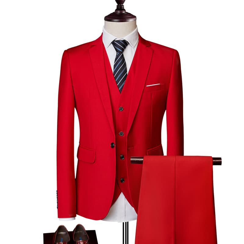 Men's Suit Set Wholesale Casual Three-Piece Suit Korean Slim Fit Plus Size Plaid Groom Tuxedo Set
