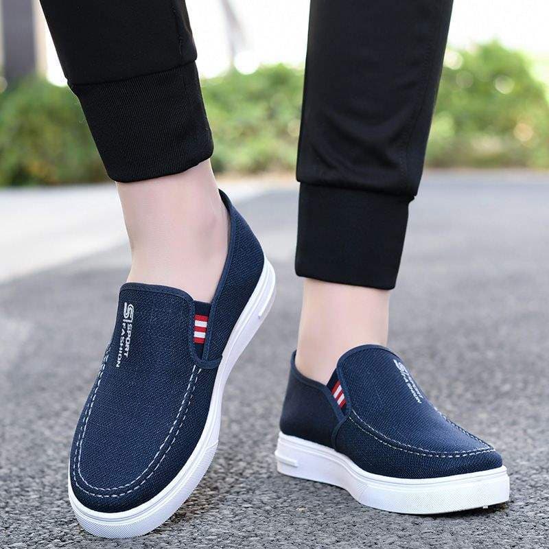 Spring and Summer Cowhide Thick Sole Old Beijing Cloth Shoes Men's Casual Wear Wear-resistant Canvas Shoes Slip-on Work Shoes