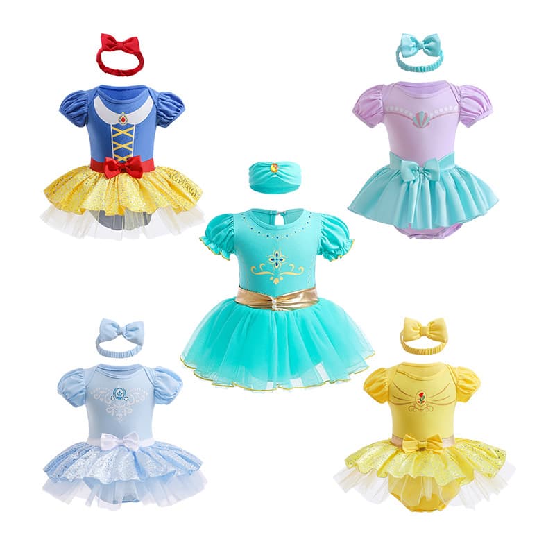 ins Cross-border Infant Summer Romper Baby First Birthday Snow White Dress 2024 New Baby Crawling Suit