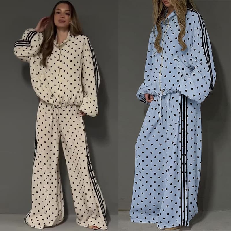 European and American Style Solid Color Two-Piece Set: Round Neck Loose-Fitting Top with High-Waist Wide-Leg Pants, Summer Casual Outfit