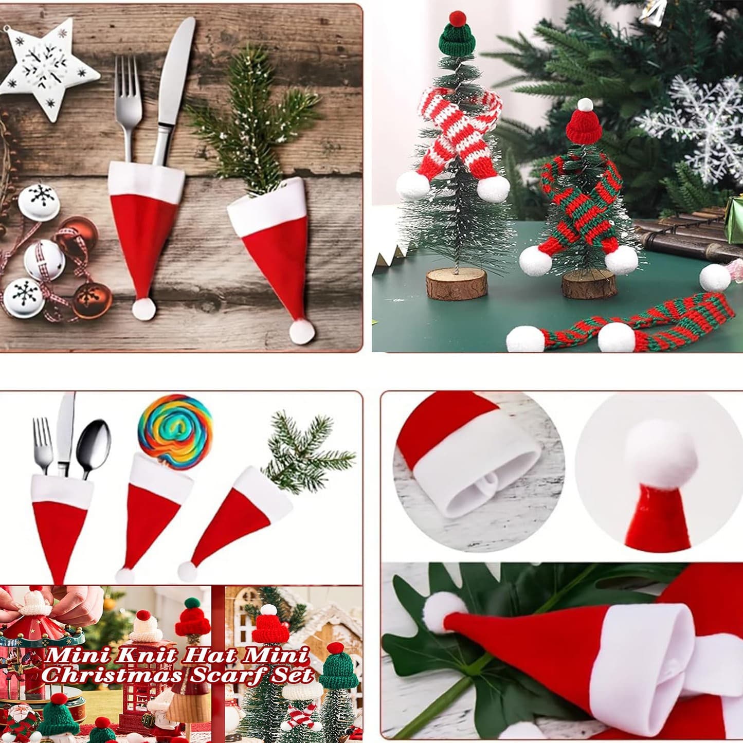 Cross-border Amazon mini Christmas hat wine bottle hat Christmas small hat knife and fork set Christmas decorations