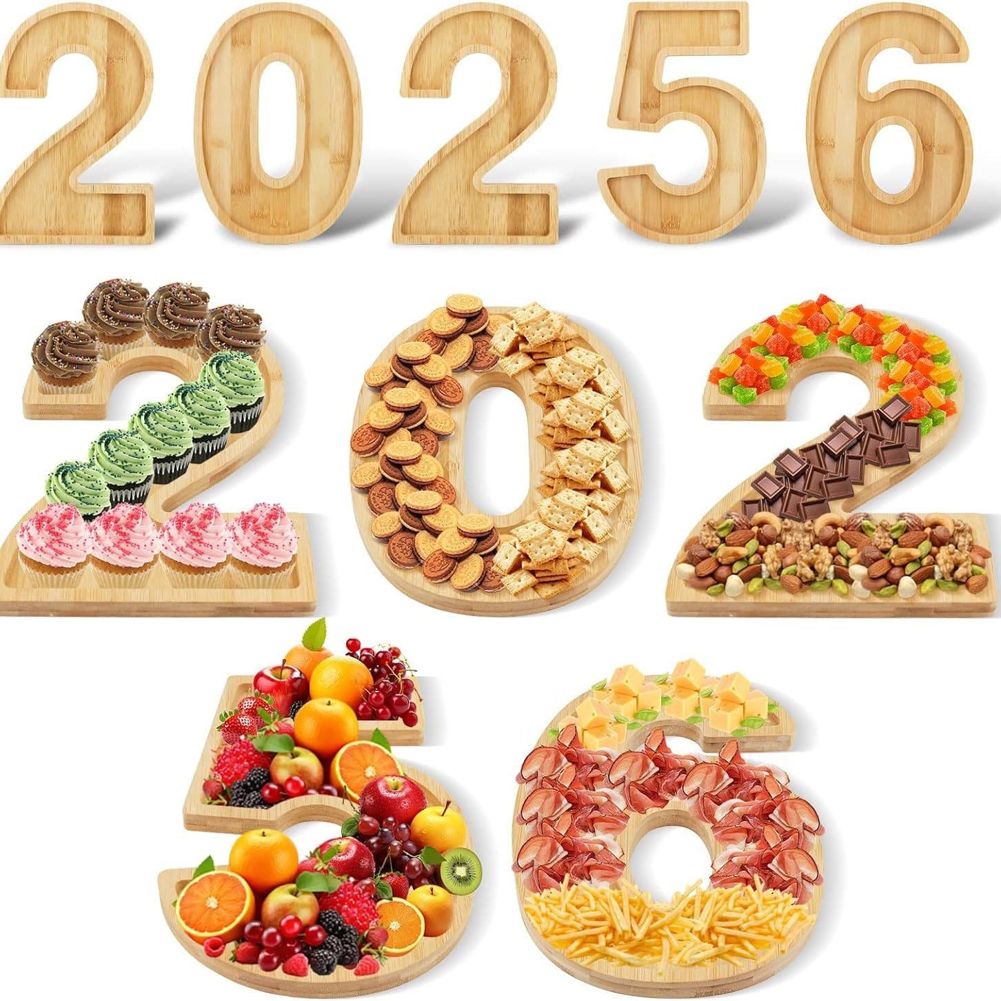 In-Stock Wooden Number Tray for Home Use, Party Fruit and Cheese Platter, Birthday Party Dessert Tray, 2026 Tray