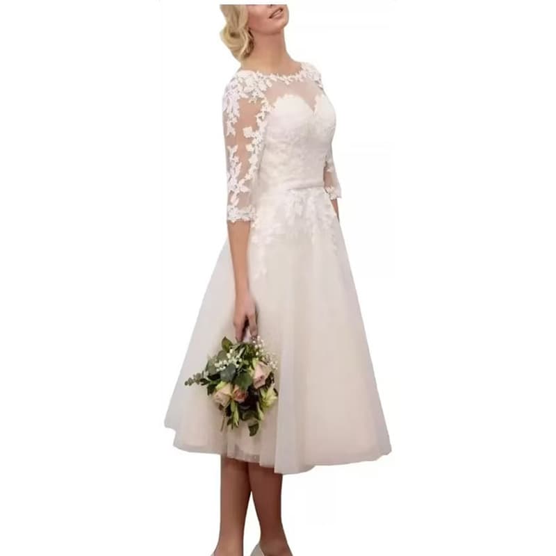 Wedding dress 2026 new bridal wedding dress lace long-sleeved Korean style slimming floor-length wedding dress