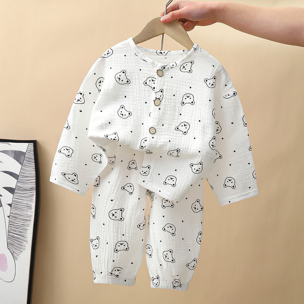 Children's Pure Cotton Pajamas Baby Class A Double-Layer Gauze Homewear Kids Thin 100% Cotton Air-Conditioned Pajama Set