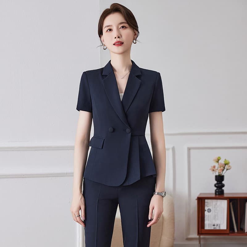 2024 Summer new business wear women's fashionable waist-tight temperament short-sleeved suit suit trendy beautician skirt