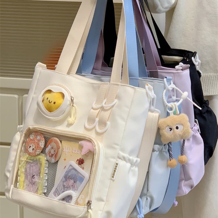 Cute bow pain bag jk lolita girl shoulder bag badge student transparent class tutoring pain bag
