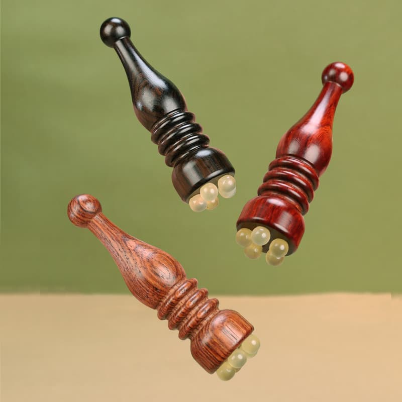 Satin Rosewood Pagoda Small Lotus Eye Massage Stick Horn Facial Massager Tendon Pulling Acupoint Skin Care Tool