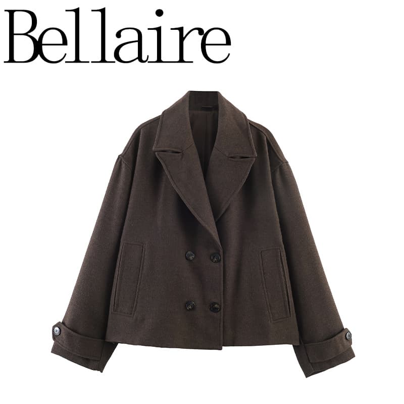 Za Foreign Trade Wholesale European and American Style Women's Fashion Versatile Lapel Double-Breasted Short Coat 3046297