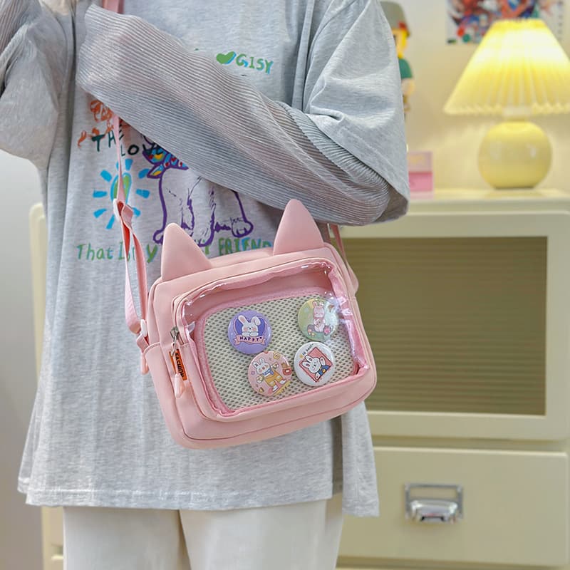 Anime Girl Large Capacity High Appearance Transparent Ita Bag Versatile Soft Girl Handbag Crossbody School Style Crossbody Bag